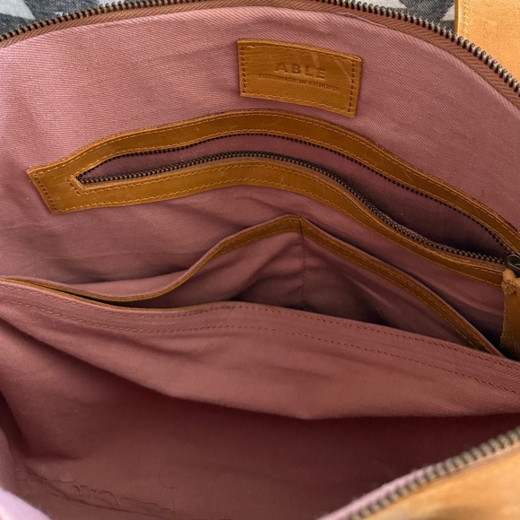 Able Cognac Leather Zipper-Top Tote + Carryall - Picture 4 of 5